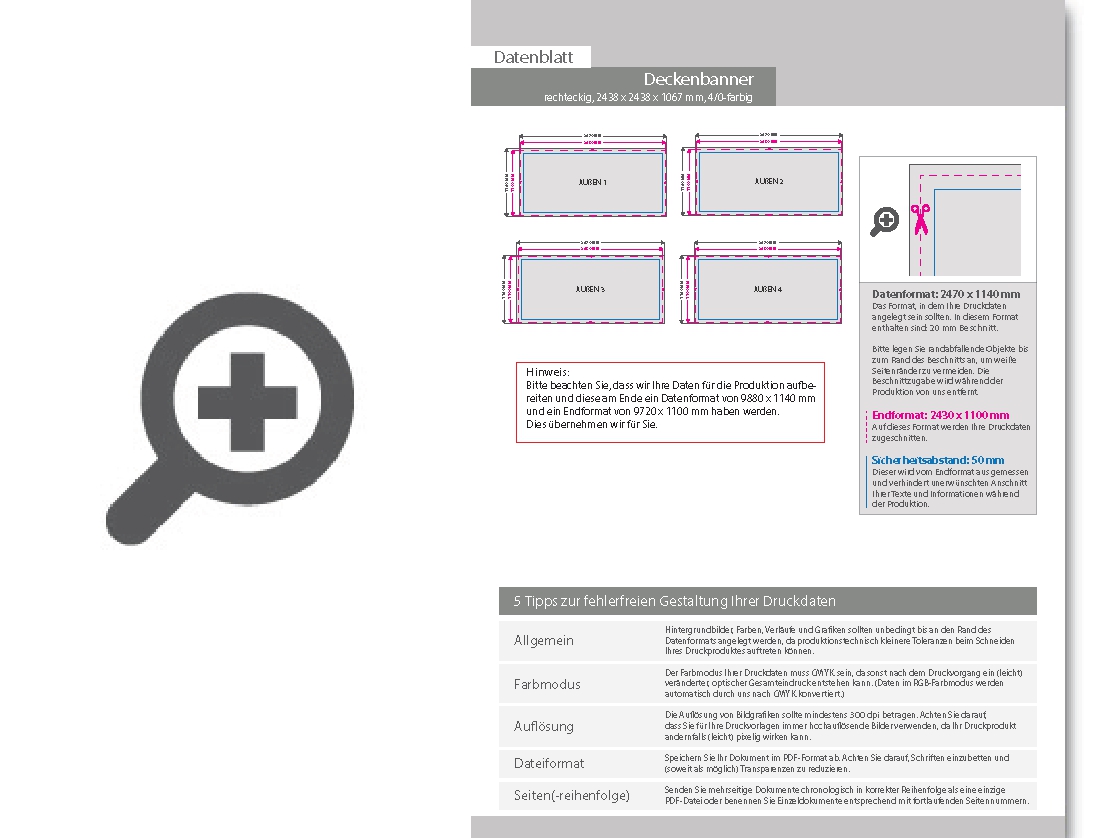Product Bild ersatzdruck_f__r_deckenbanner_-_rechteckig___243_8_x_243_8_x_106_7_cm__einseitig_4_0-farbig_bedruckt