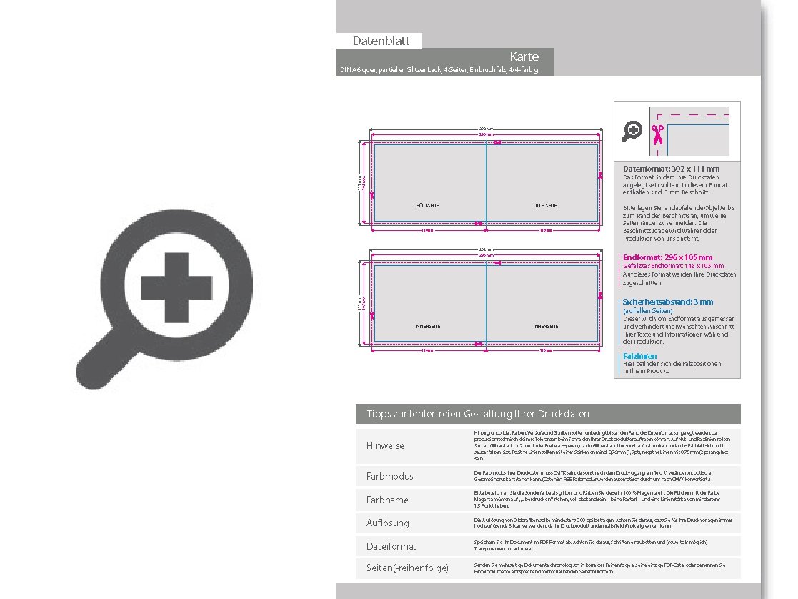 Product Bild einladungskarte_din_a6_quer_4-seiter_4_4_farbig_mit_beidseitig_partieller_glitzer-lackierung